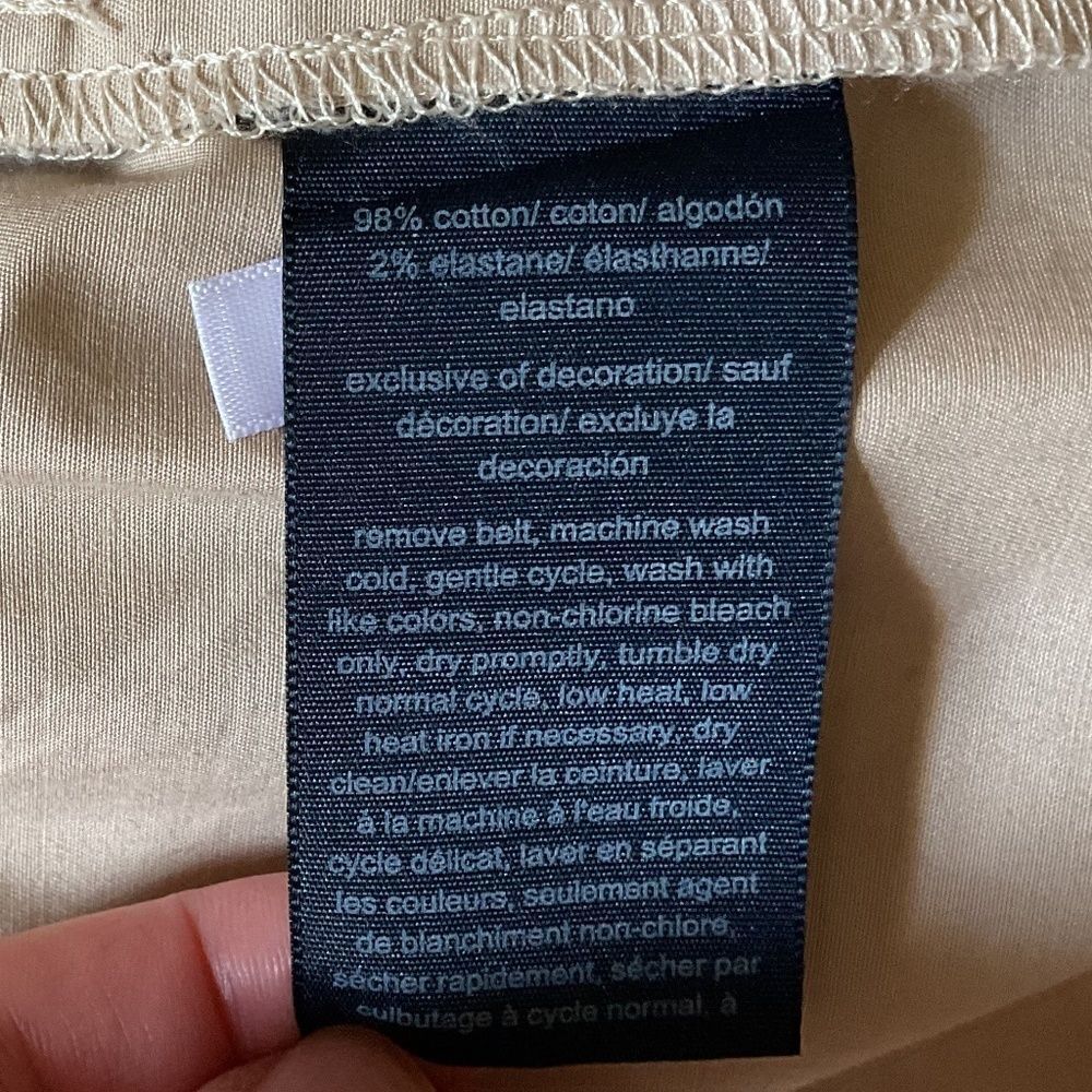 Tommy HILFIGER BEIGE COTTON FRONT BUTTONS BELTED COTTON SKIRT SIZE US 14 - Picture 14 of 15